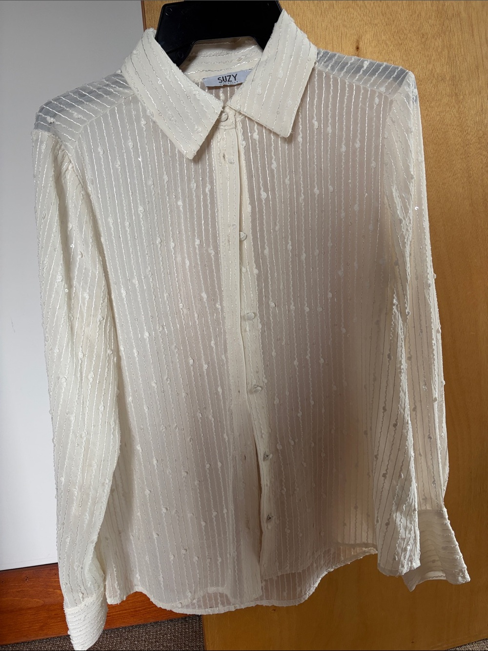Women’s Ivory Sheer Button-Down Shirt